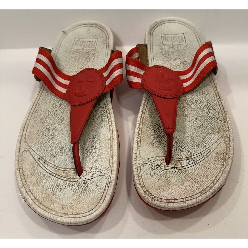 FitFlop Red Thong Sandals Comfort Technology Flip Flops Women’s Size 9